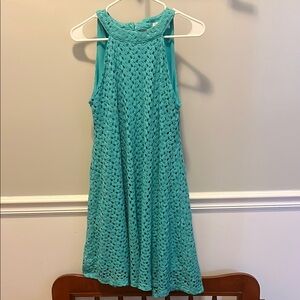 Elegant Teal Roxberi Trapeze Sleeveless Dress